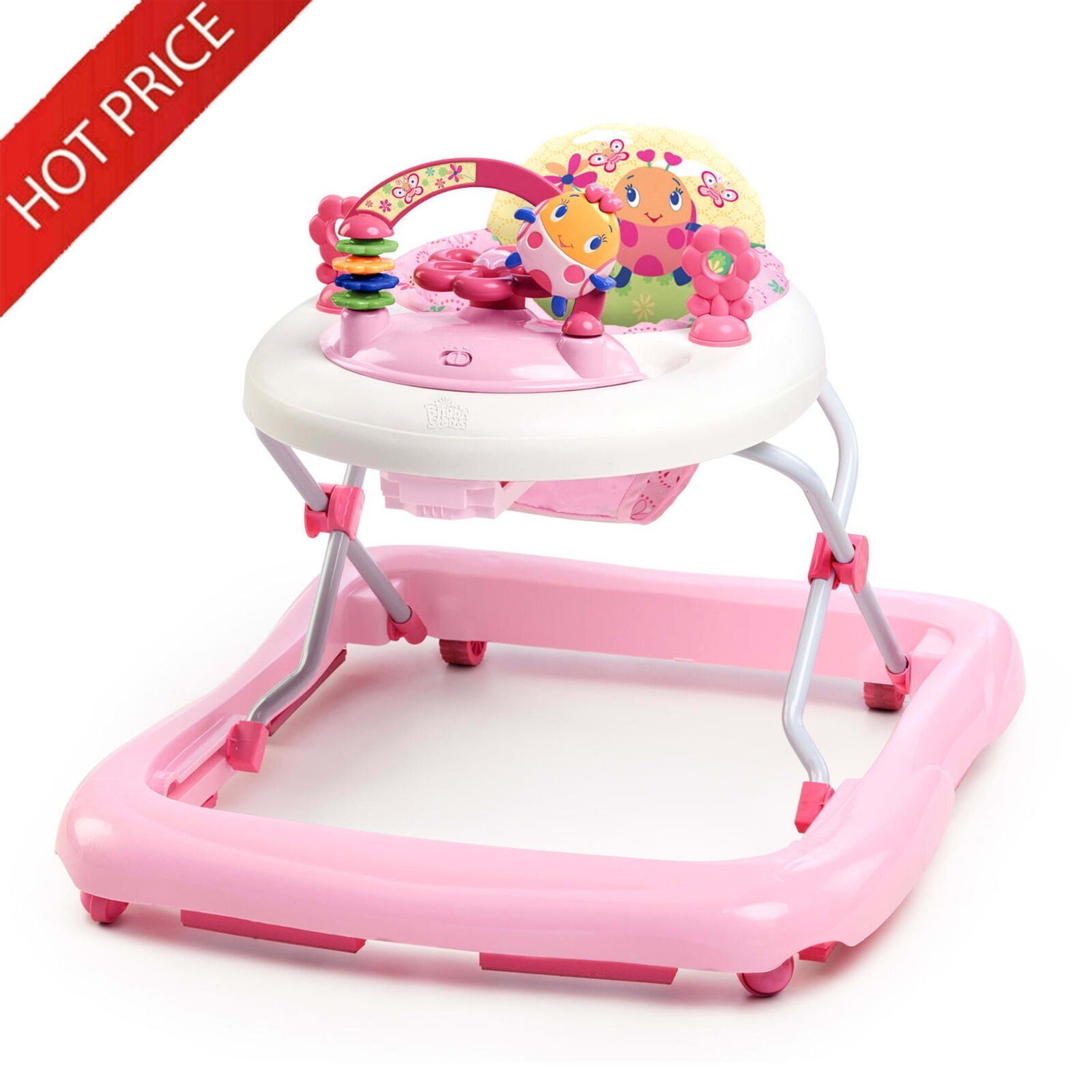 JuneBerry Baby Walker W/Activity Station Electronic Toy Steering Wheel Pink Hot