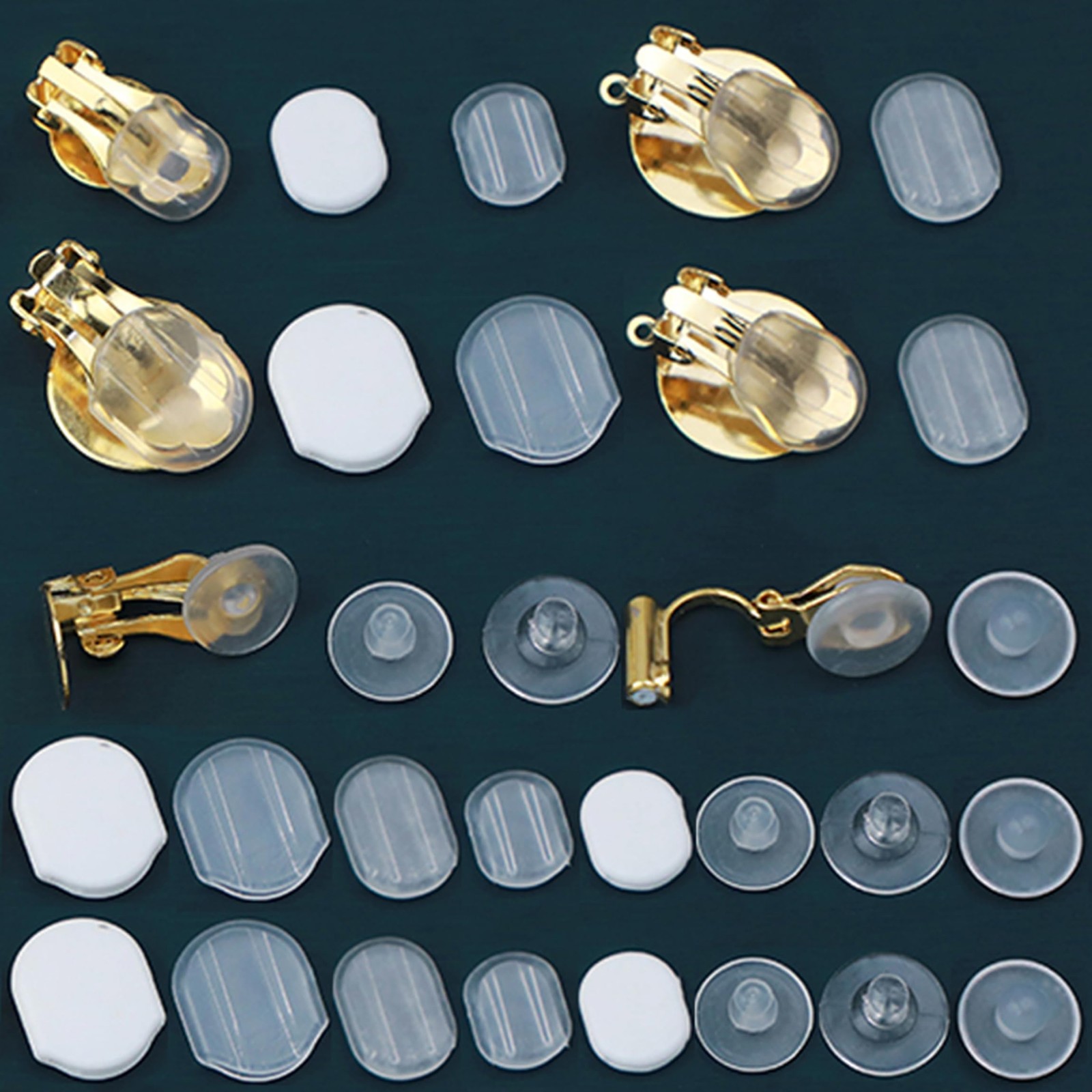 80 Pieces 8 Size Earring Pads TPE Material (Better Than Silicone) Clear White 