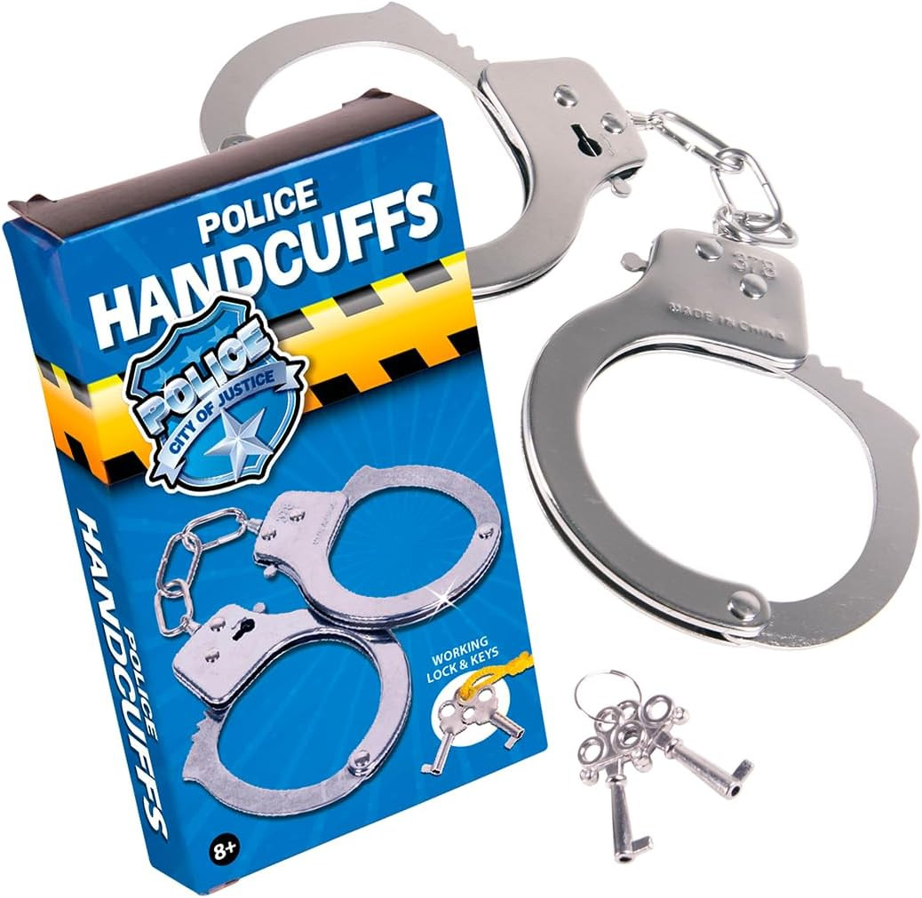 Kangaroo Toy Metal Handcuffs for Kids with Keys – Safe Release Mechanism, Metal 
