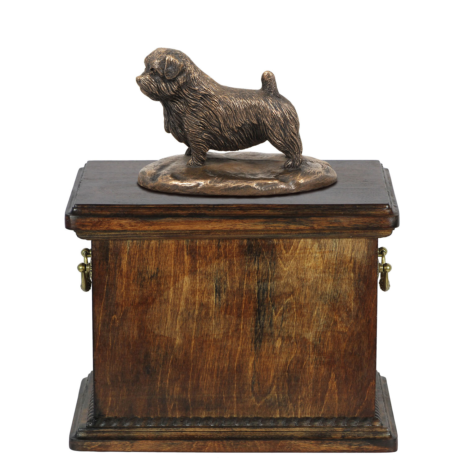 Norfolk Terrier Holzurne With A Statue Art-Dog