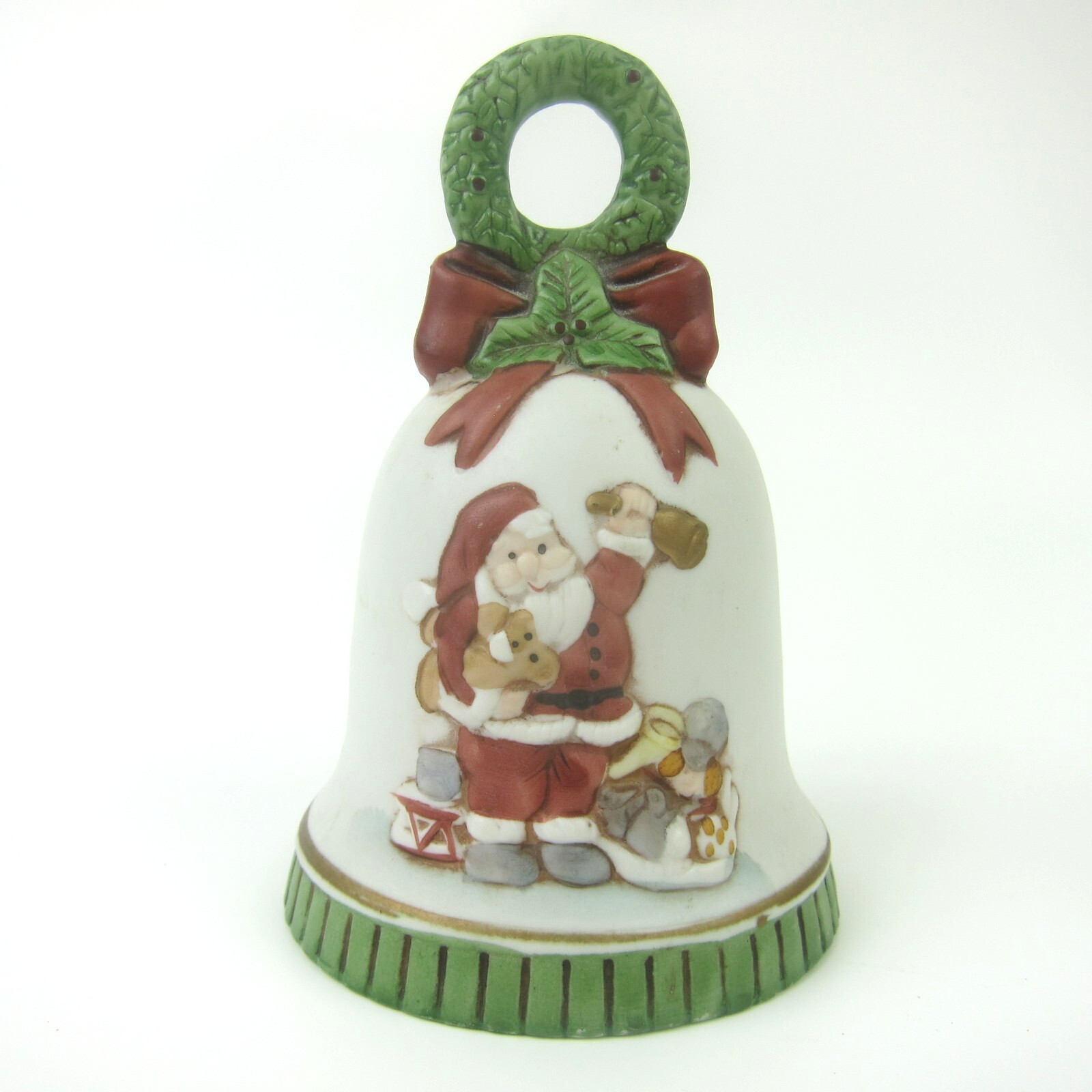 Vintage Christmas Music Box Bell Shape Santa Toys Here Comes Santa Claus 1970s