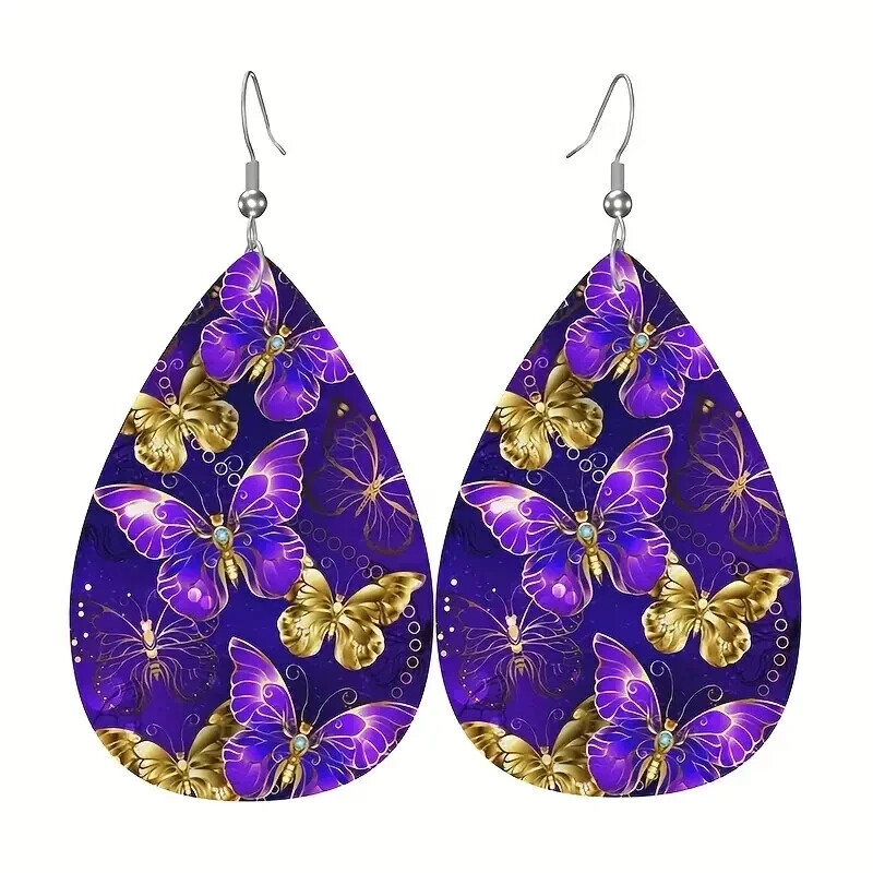 Butterfly Earrings - Gold & Purple ✨New