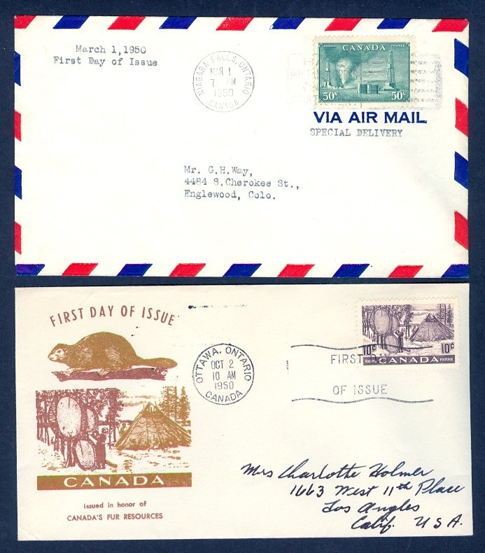 CANADA #294, #301 FDC's TO USA