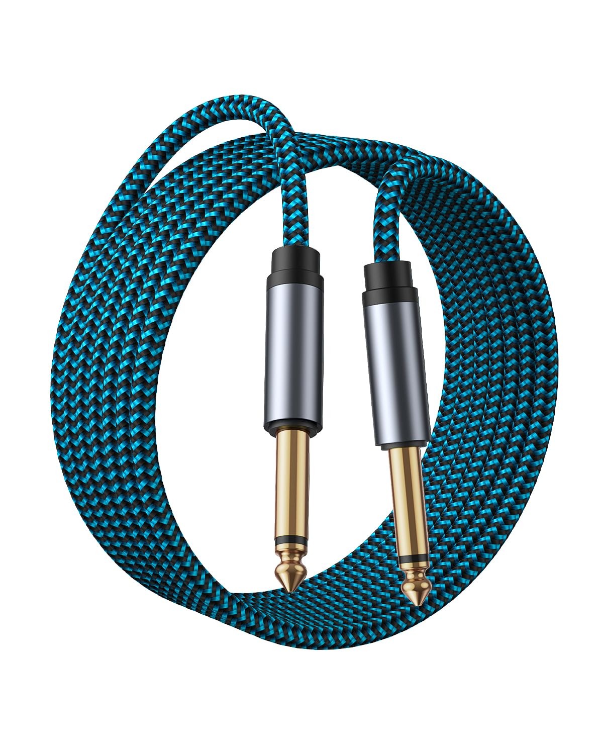 Hftywy Guitar Cable 20 ft Cord 1/4 Inch Instrument 20 feet, Blue black 