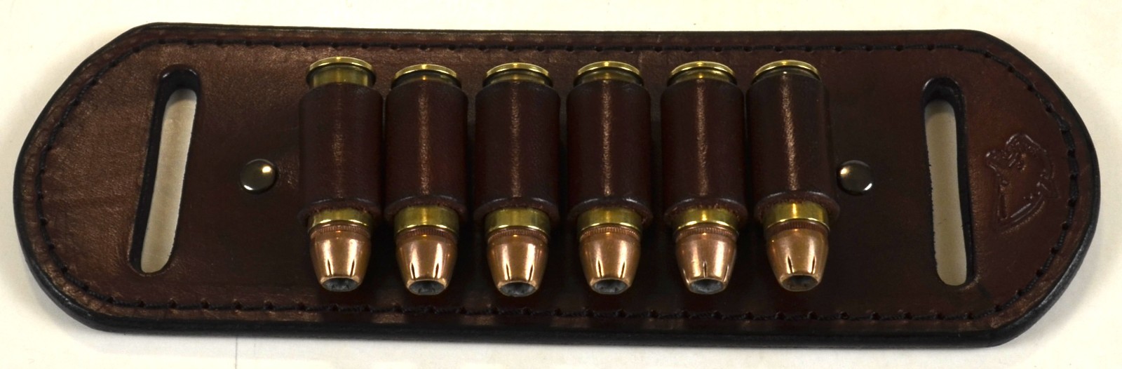 44 Rem Mag / .45 Cal 6 Round Ammo Belt Strip Mahogany Leather AMMO NOT INCLUDED