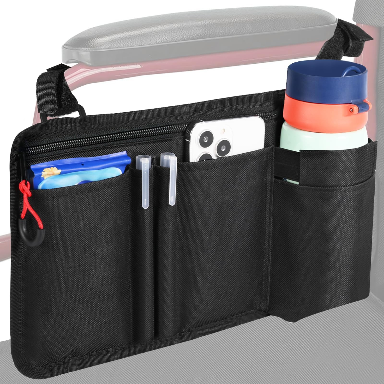 Wheelchair Side Bag with Cup Holder, Premium Wheelchair Armrest Pouch Accesso...