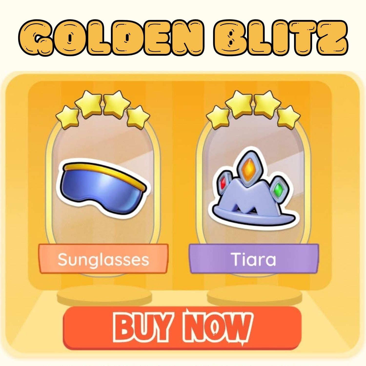MONOPOLY GOLDEN BLITZ GO! TIARA - SUNGLASSES | ORDER NOW!