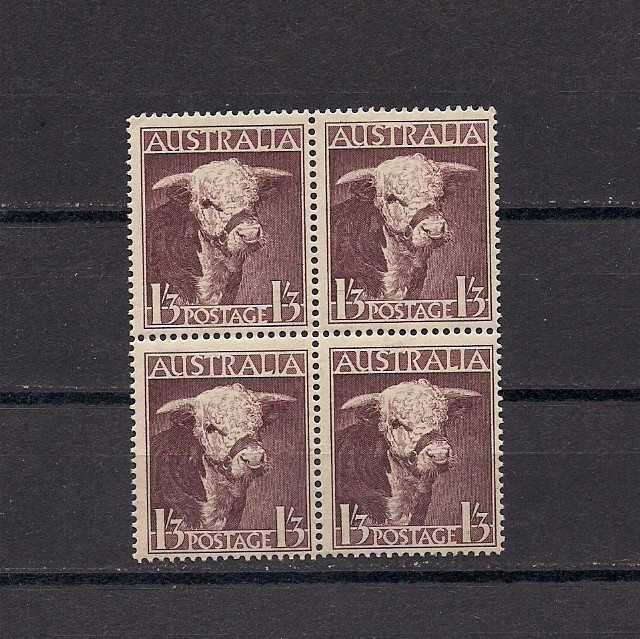 Australia 1948 sc # 211 Block of 4 MNH Hereford Bull