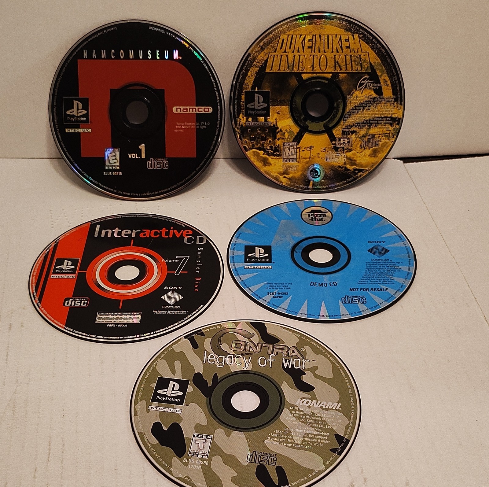 Sony PlayStation Game & Demo Lot Namco Museum, Duke Nukem, Contra, Pizza Hut