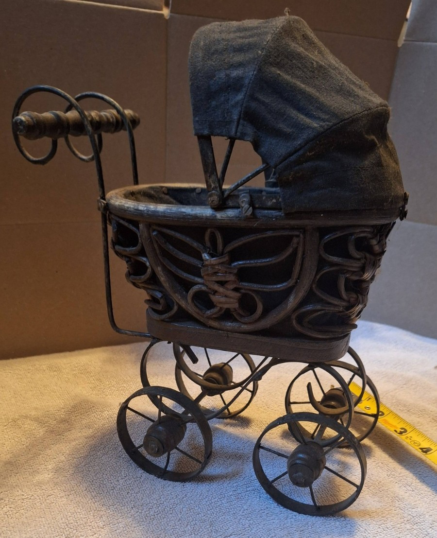 Vintage Victorian-"Style" Wicker & Bentwood Doll Carriage - Display Stroller