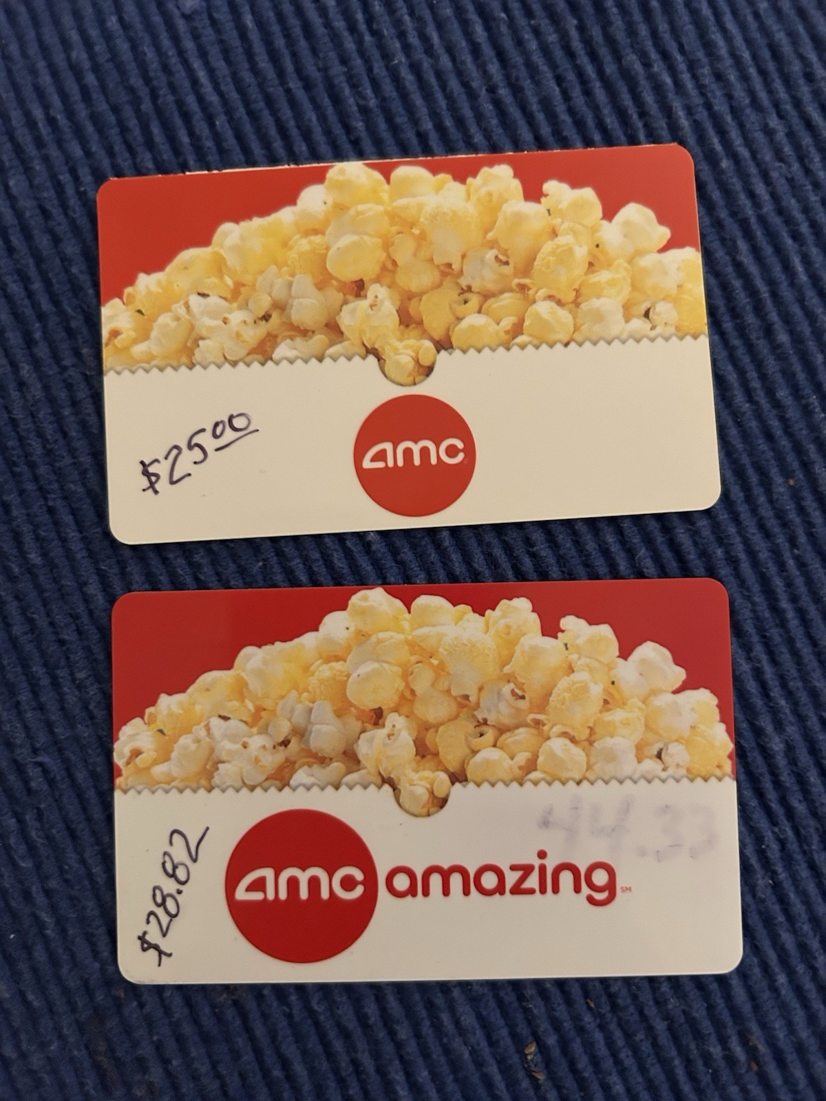 4 AMC gift cards Varying Value