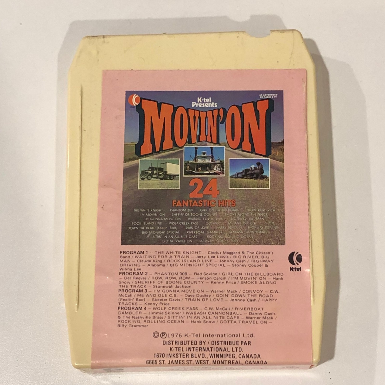 K-tel Movin' On 24 Hits 8-Track Tape 1976 Various Country Rock Compilation