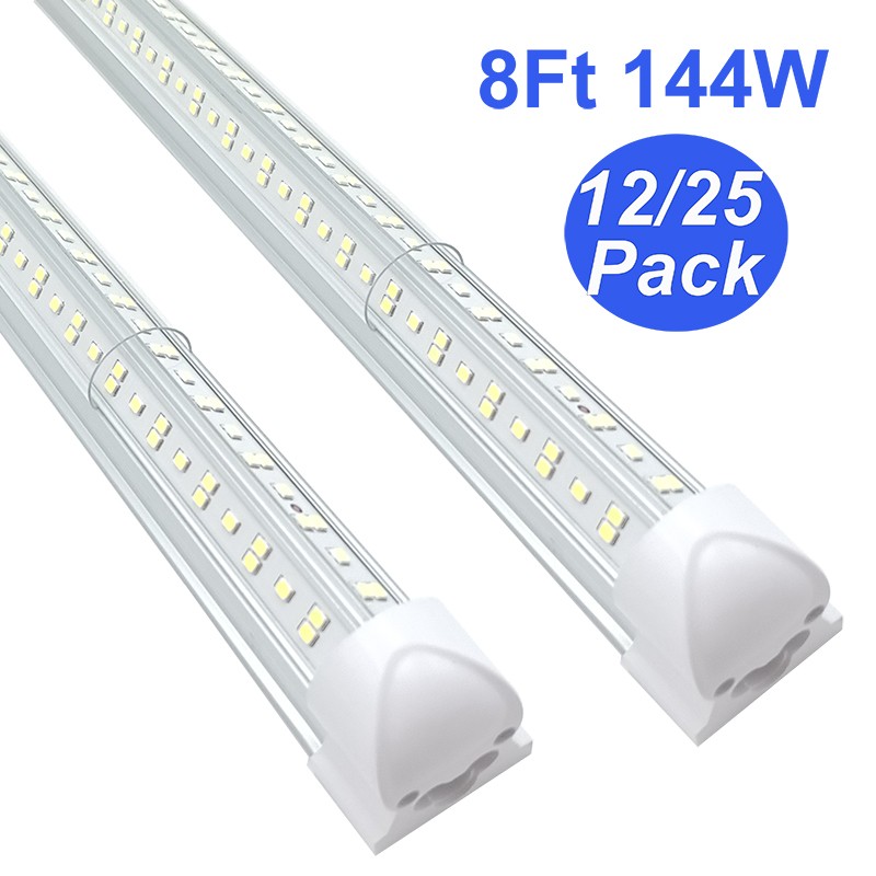 12/25Pcs T8 8FT 144W 8Foot Led Tube Light Bulbs 8' Led Shop Light Fixture 6500K