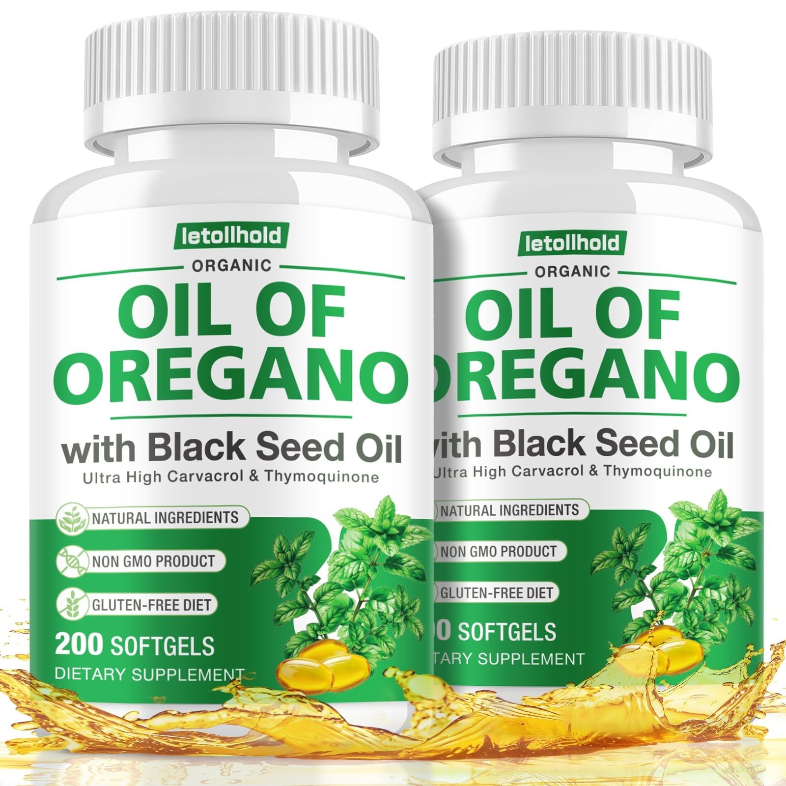 Oil of Oregano with Black Seed Oil, 400 Softgel Oregano Oil Oapsules Organic,...