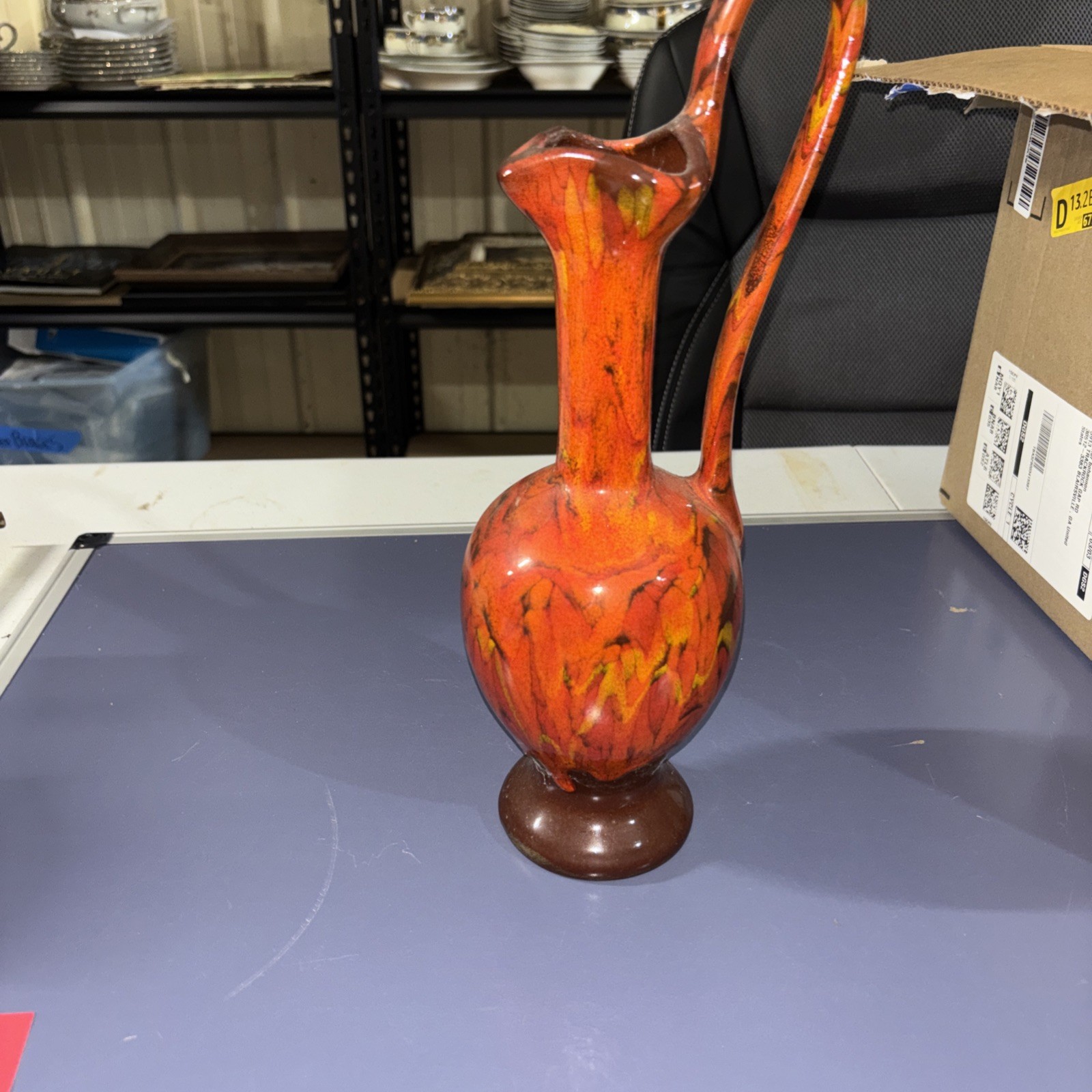 Pitcher Brown And Orange Art Pottery