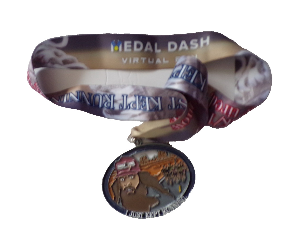 Medal Dash virtual run Neck Ribbon With 4x3" Metal Finisher Award dr4