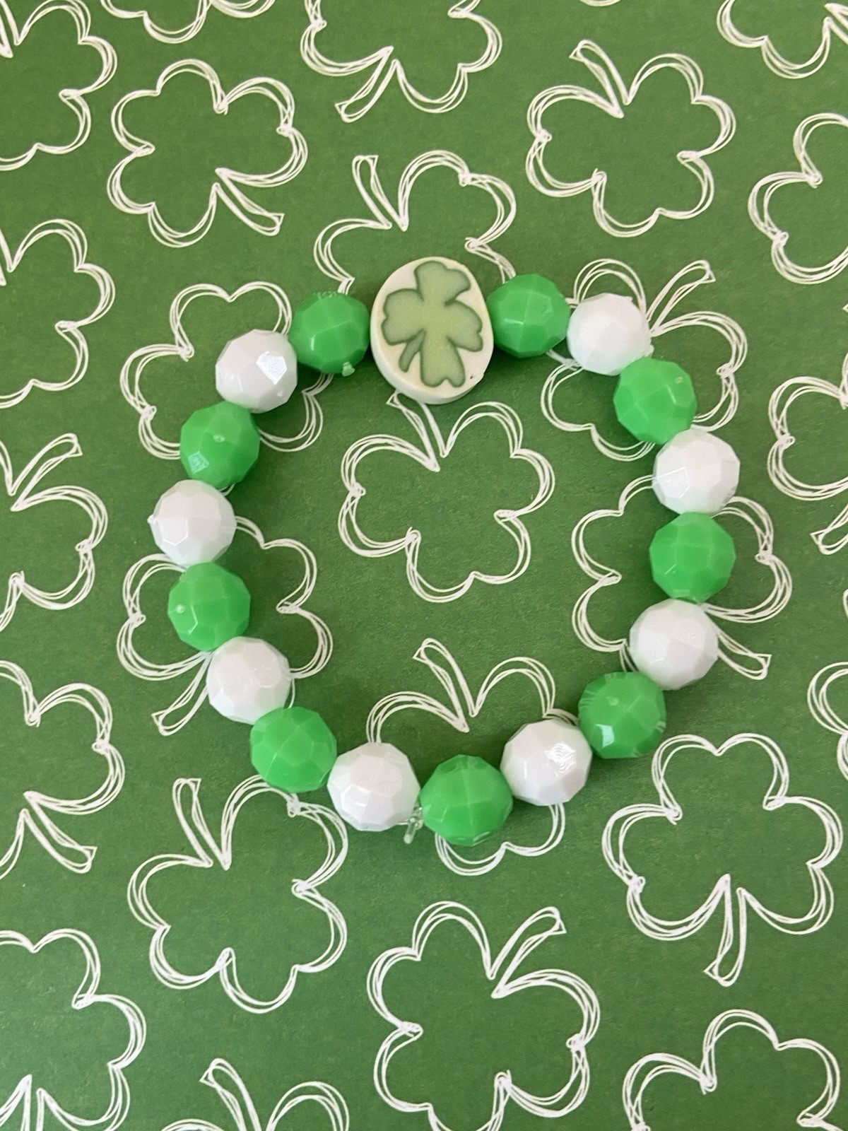 St Patrick Bracelet Shamrock Bracelet Beaded Bracelet Girls Kids Jewelry Gifts
