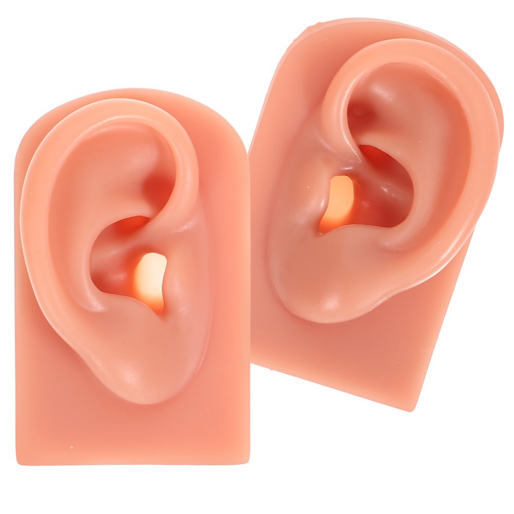 2 Pcs Reusable Silicone Ear Models For Piercing Practice And Teaching Supplies