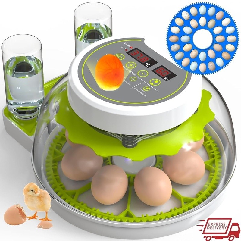 Automatic Egg Incubator W/ LED Candler Humidity Control Dual Power Supply New
