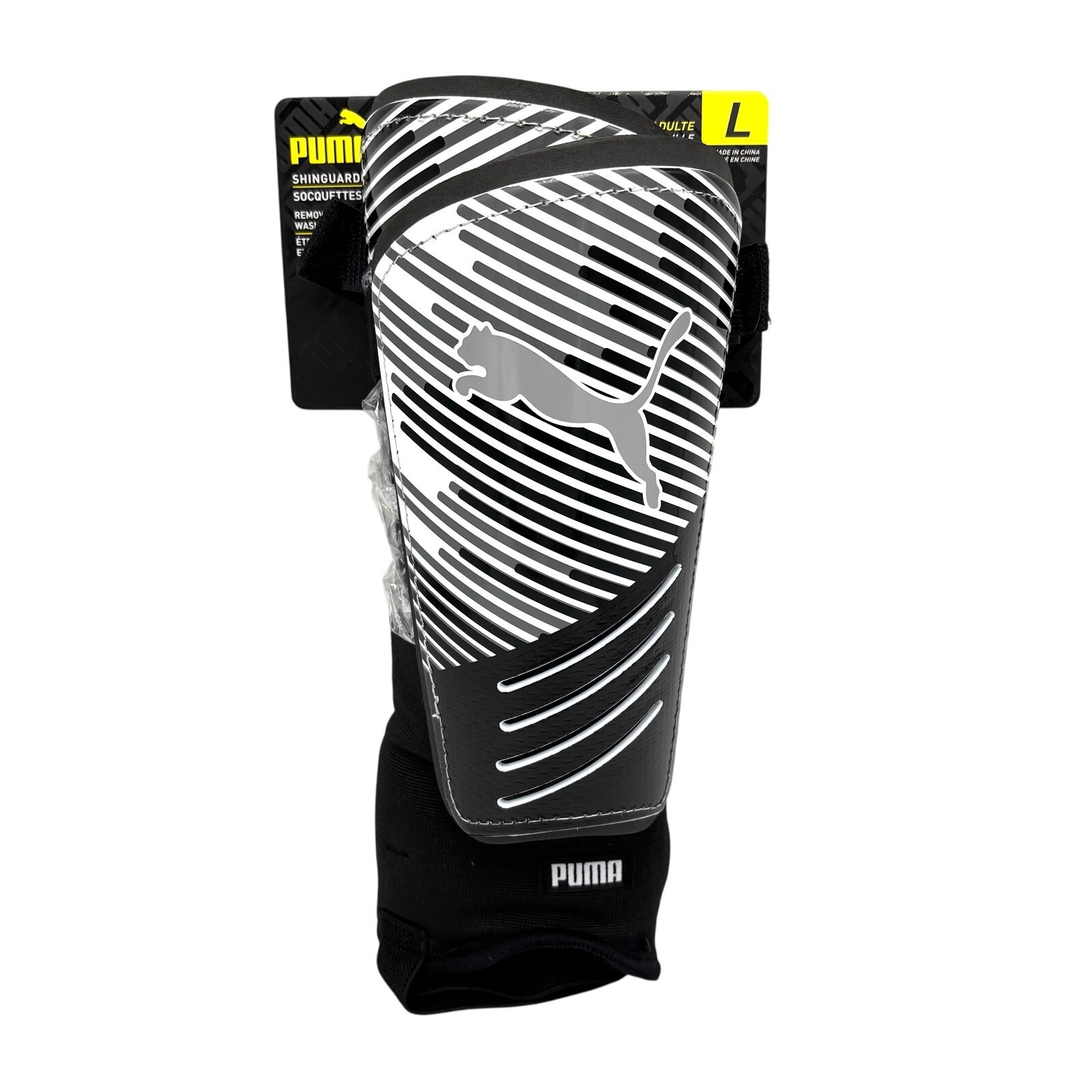 Puma Strike Soccer Shin Guards Adult L Large Black White Stirrup Ankle Socks