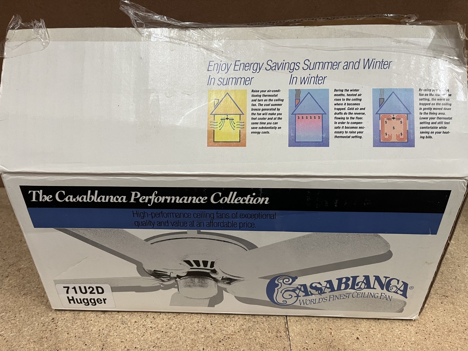 Casablanca Hugger 71U2D Brass Motor Antique / Light Oak Blades Ceiling Fan