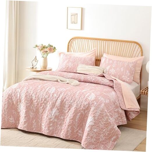  Quilts Queen Size Quilt Botanical with Floral Pattern Queen /Full Pink