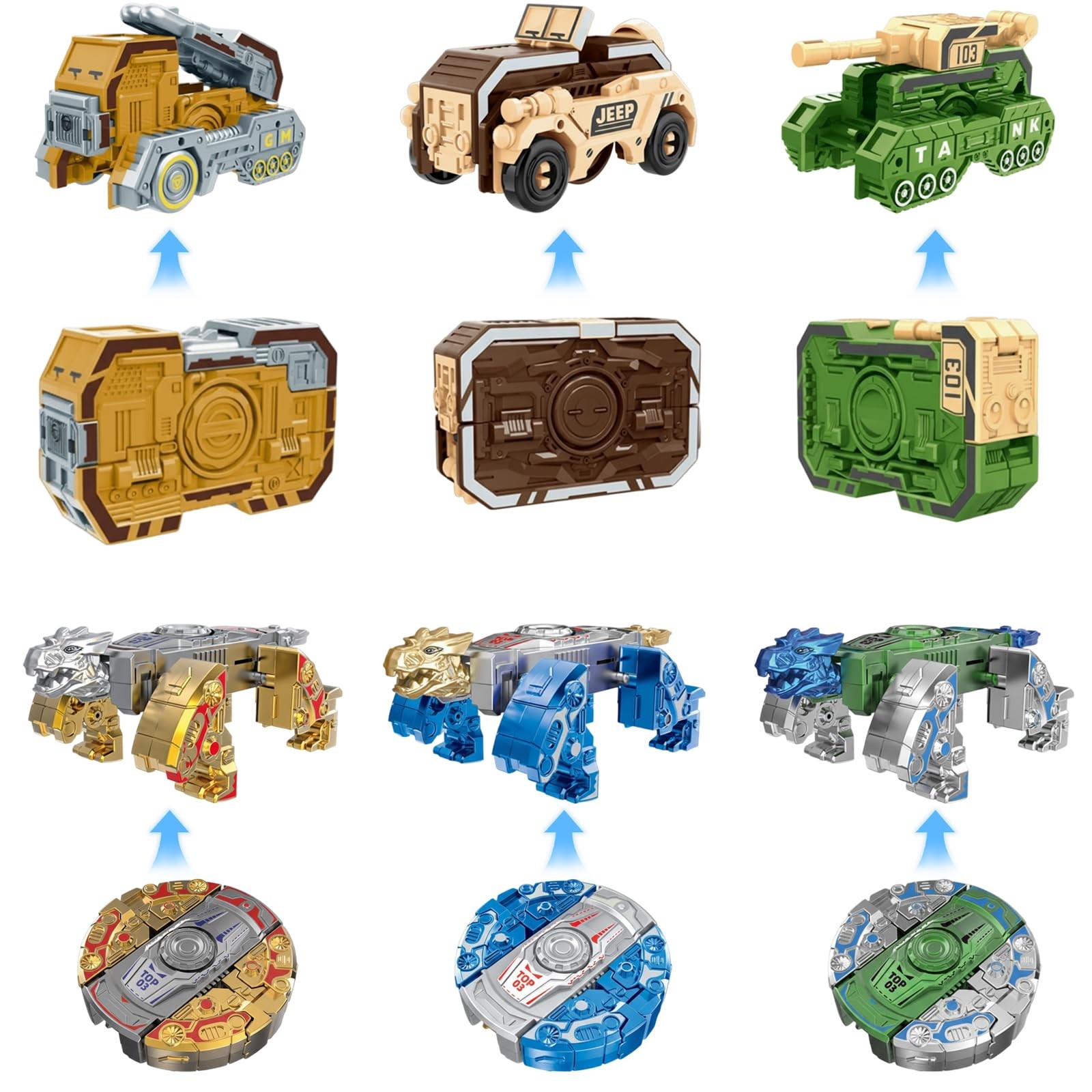 JFBNXB Sensory Fidget, 6-Pack Transformable Dinosaur and Vehicle Colorful 