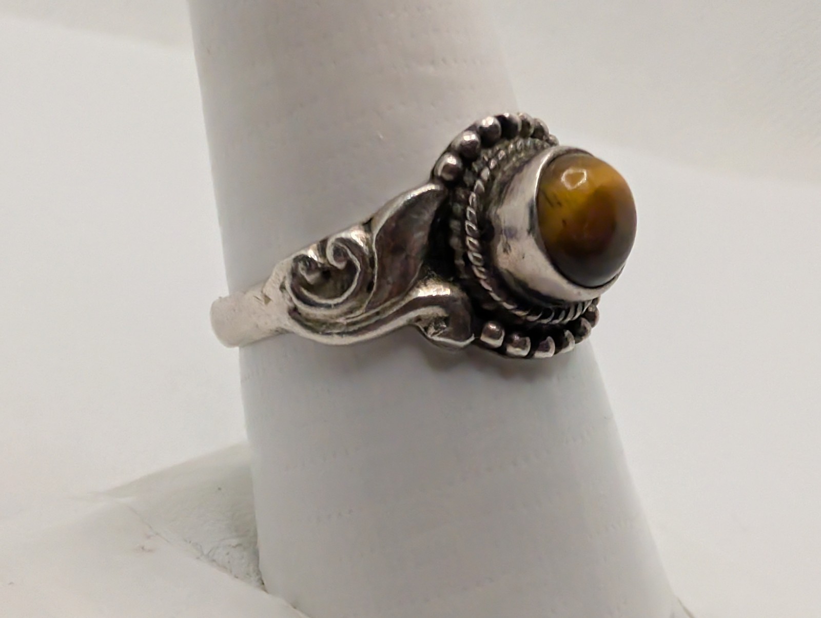 Vintage Sterling Silver 925 Cabochon Tiger's Eye Ring Size 9.25