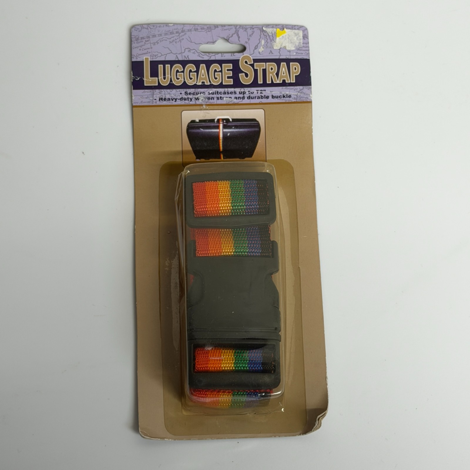Vintage NOS Luggage Strap Suitcase Rainbow Up to 72" Secure Bag Woven Buckle