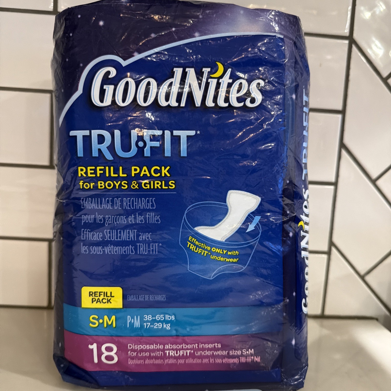 GoodNites TRU-FIT Refill Pack Boys Girls Inserts Small Medium 17 ct