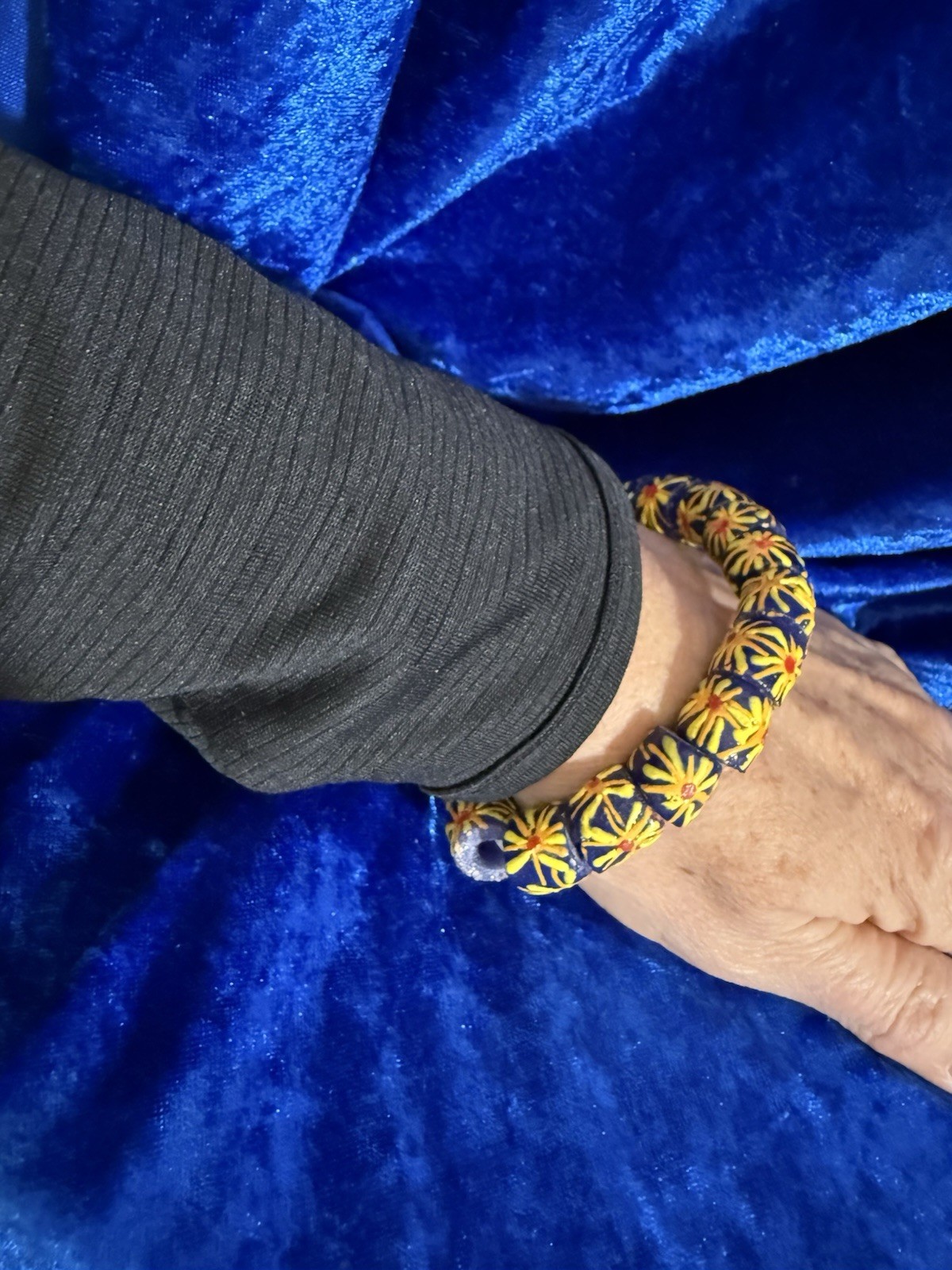 Rare Ghana Krobo Hand-Painted Powder Glass Beads - Artisan Tribal Trade Strand