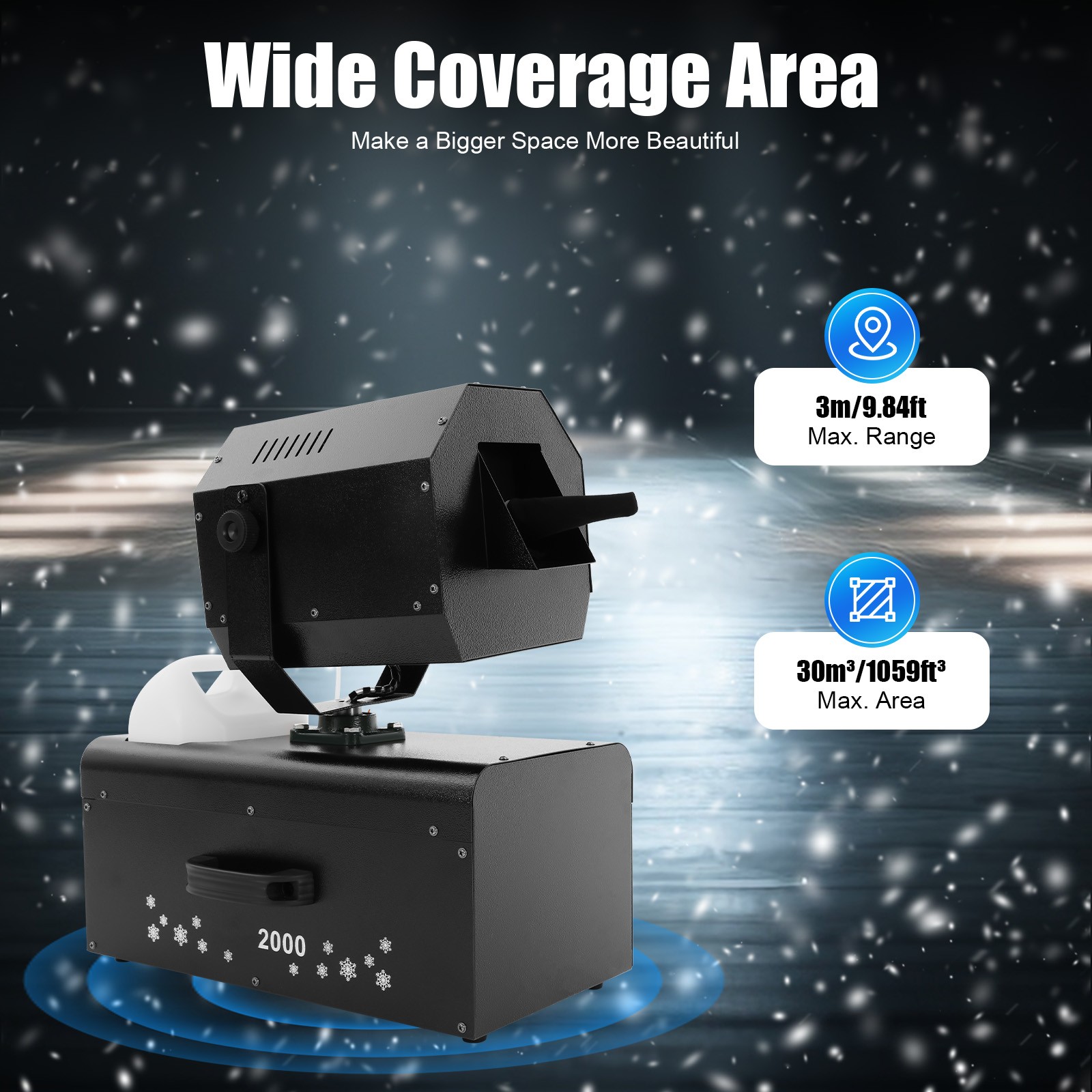 2000W Snow Machine Snowflake Machine Christmas Decor Stage Snow Maker DJ Show