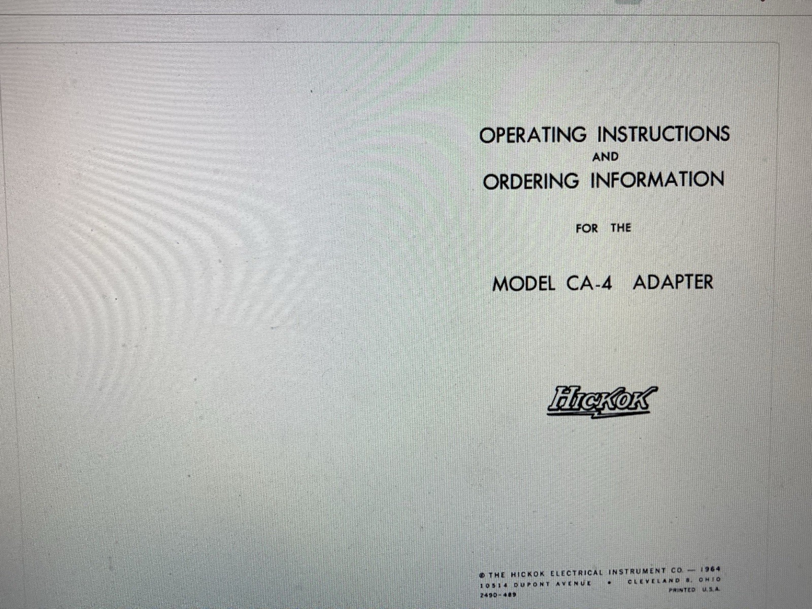 Hickok Ca-4 Manual  Digital