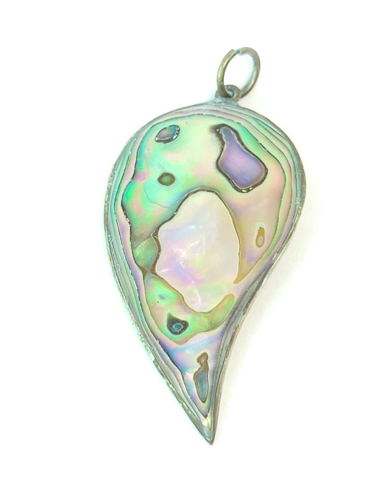 Vintage Abalone Pendant Alpaca Mexico Silver