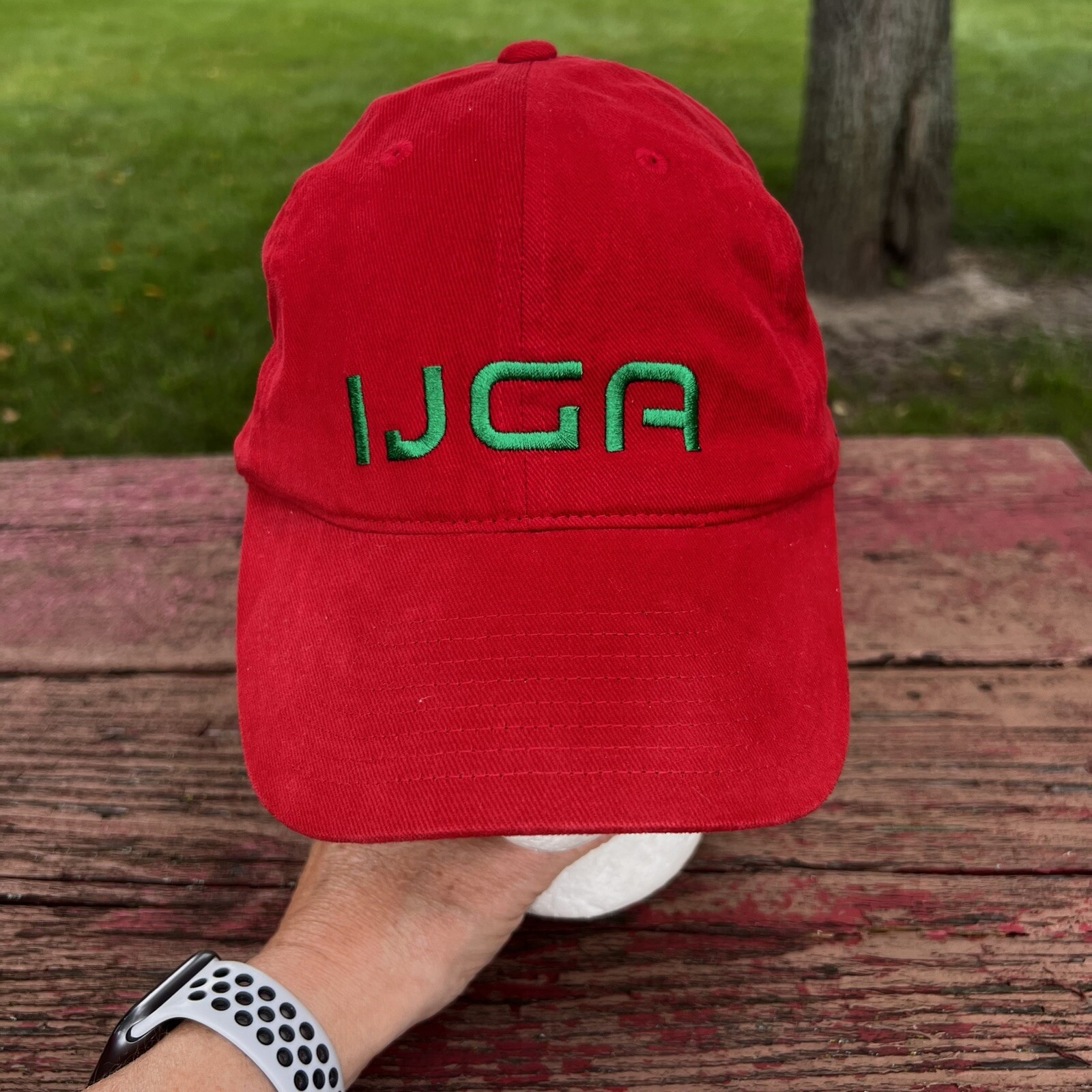 Taylormade IJGA In Lime Green on Red Hat Cap Adidas Brand Strap Buckle CottonEUC