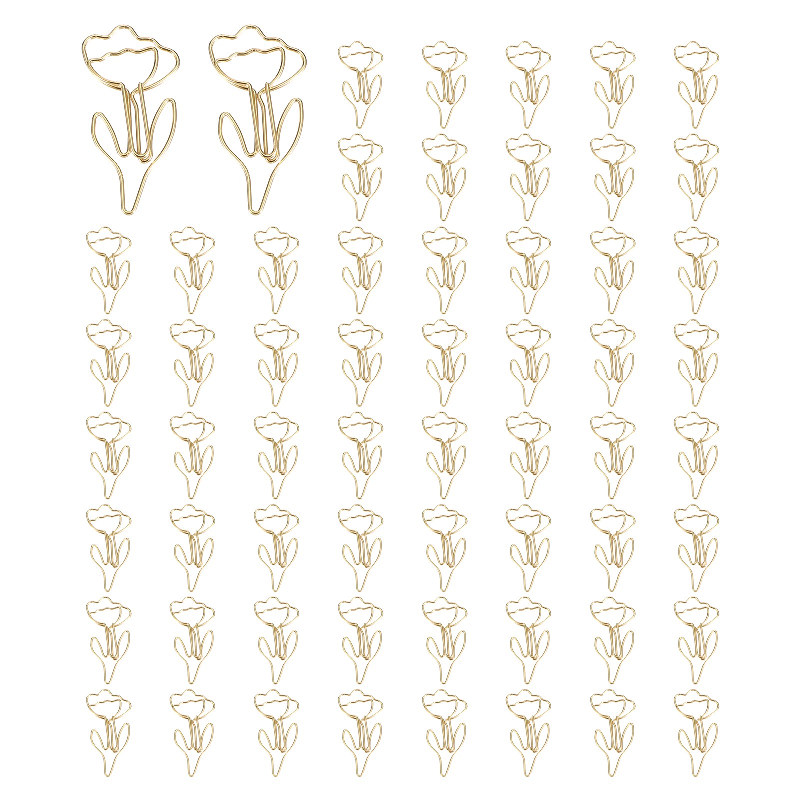 60pcs Cute Flower Shaped Paper Clips for Fun Supplies, Gold