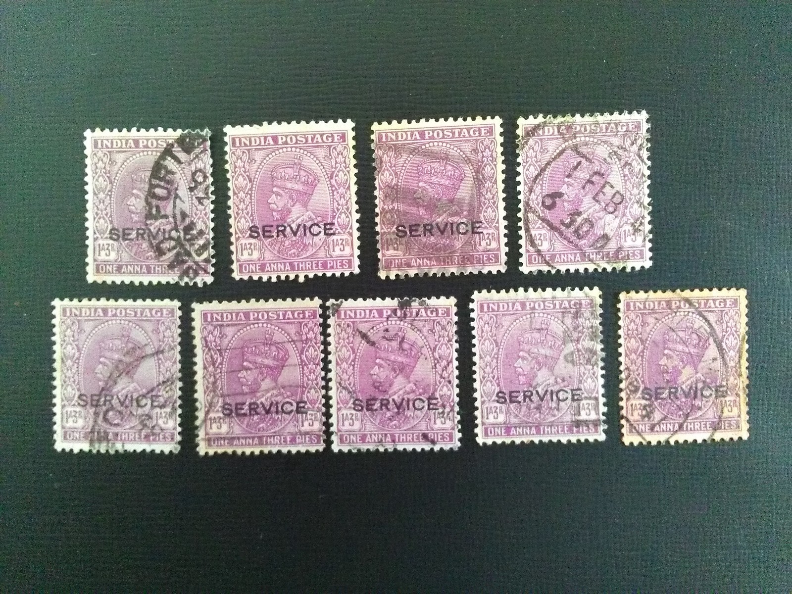 INDIA  USED  STAMPS  1932-36 KGV SERVICE 11/4 ANNA MAUVE SHADES SG0128.