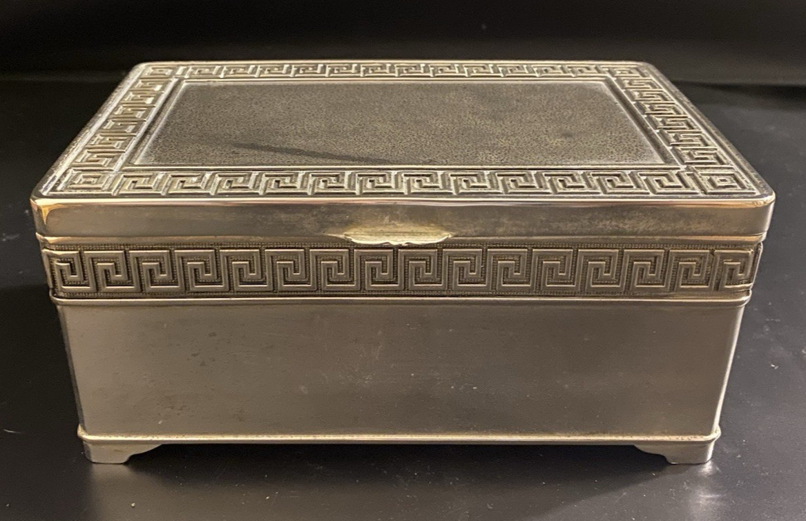 Vintage Silver Plated "Greek Key" Footed Trinket or Vanity Box