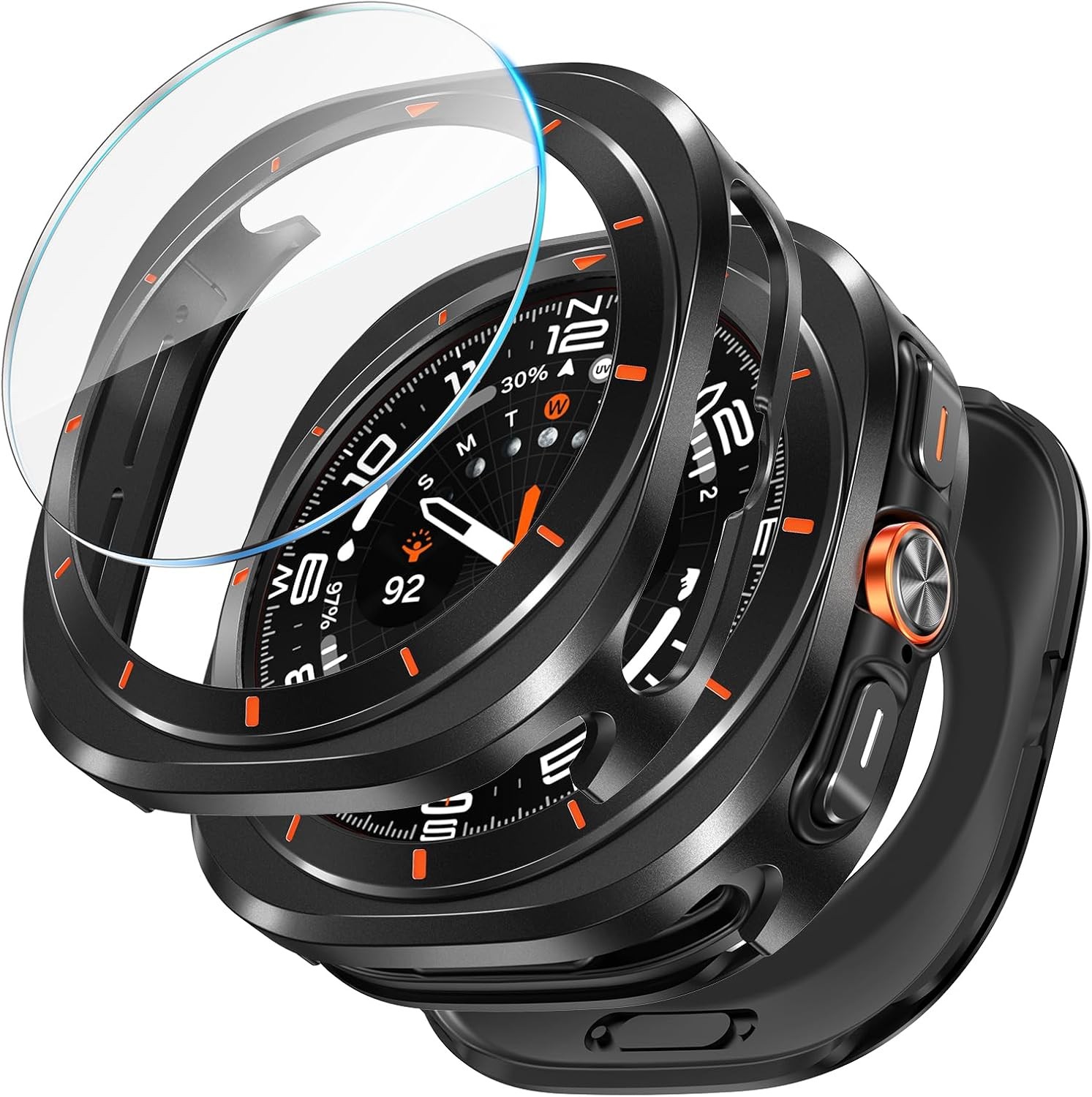 3 in 1 Metal Case for Samsung Galaxy Watch Ultra 47mm with Screen Protector