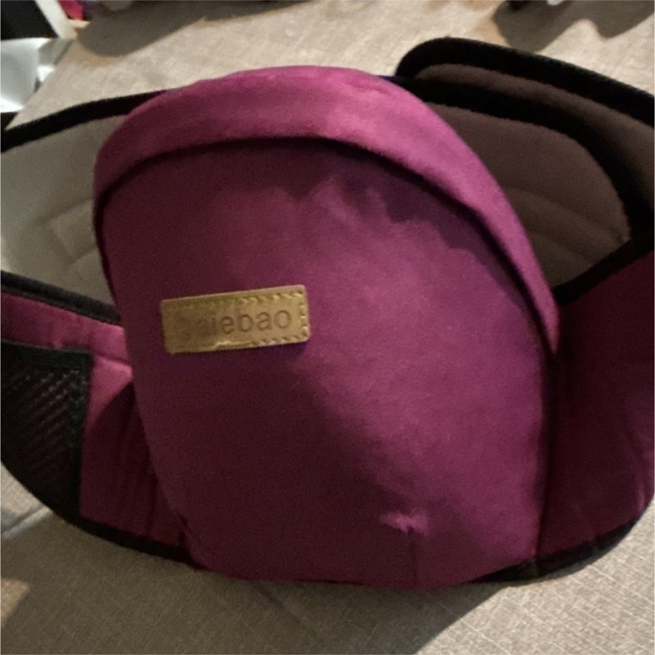 AIEBAO Hip Seat Baby Carrier Size Adjustable Buckle Closure Purple Black Cream