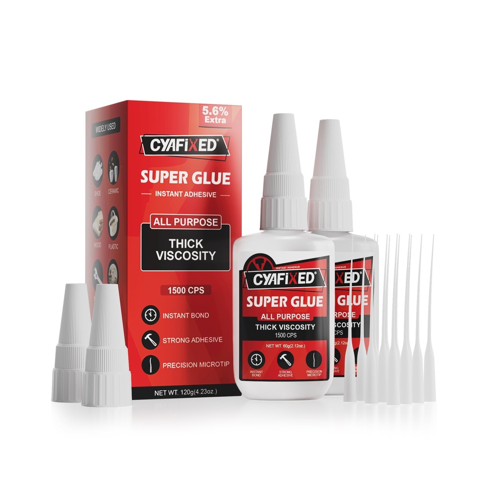 Thick Super Glue 120 Gram, Clear All Purpose Ca Glue Repair Wood Furniture Me...