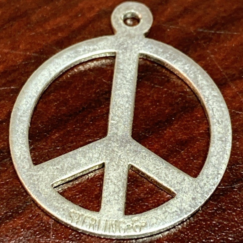 Hallmarked Sterling Peace Symbol Pendant Openwork Polished Charm Boho Spiritual