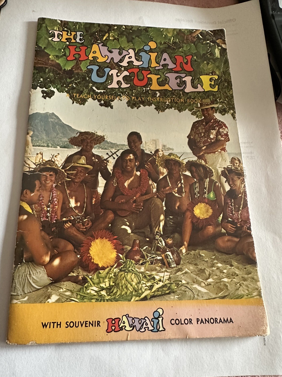 Vintage Hawaiian Ukulele Teach Yourself Instruction Book, Map, Photos, Tiki,RARE