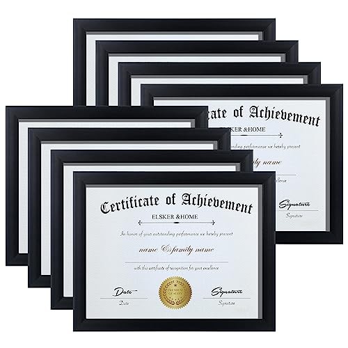  8.5 x 11 Picture Frame - Sturdy Wood Composite 8.5x11 - 8 Pack Black