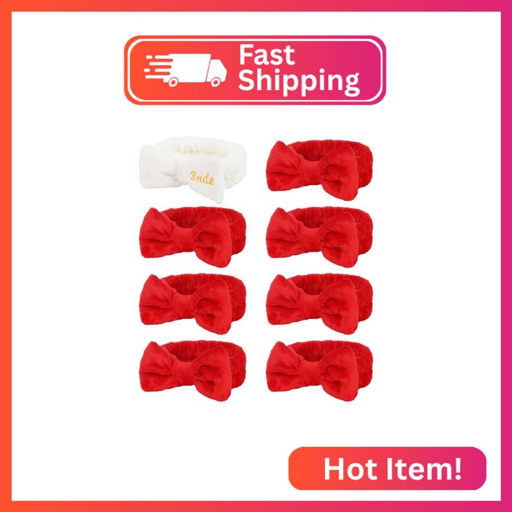 Semato Bachelorette Party Favor Set - Bride & Bridesmaid Spa Headbands (1 Bride 