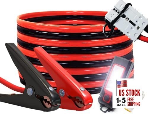 Jumper Cables Heavy Duty 1 Gauge 1GA 30 FT with Quick Connect Plugs Travel Bag 