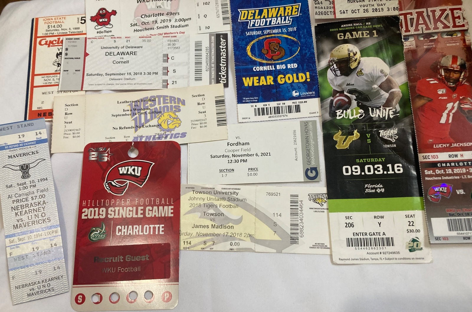 12 different college football tickets