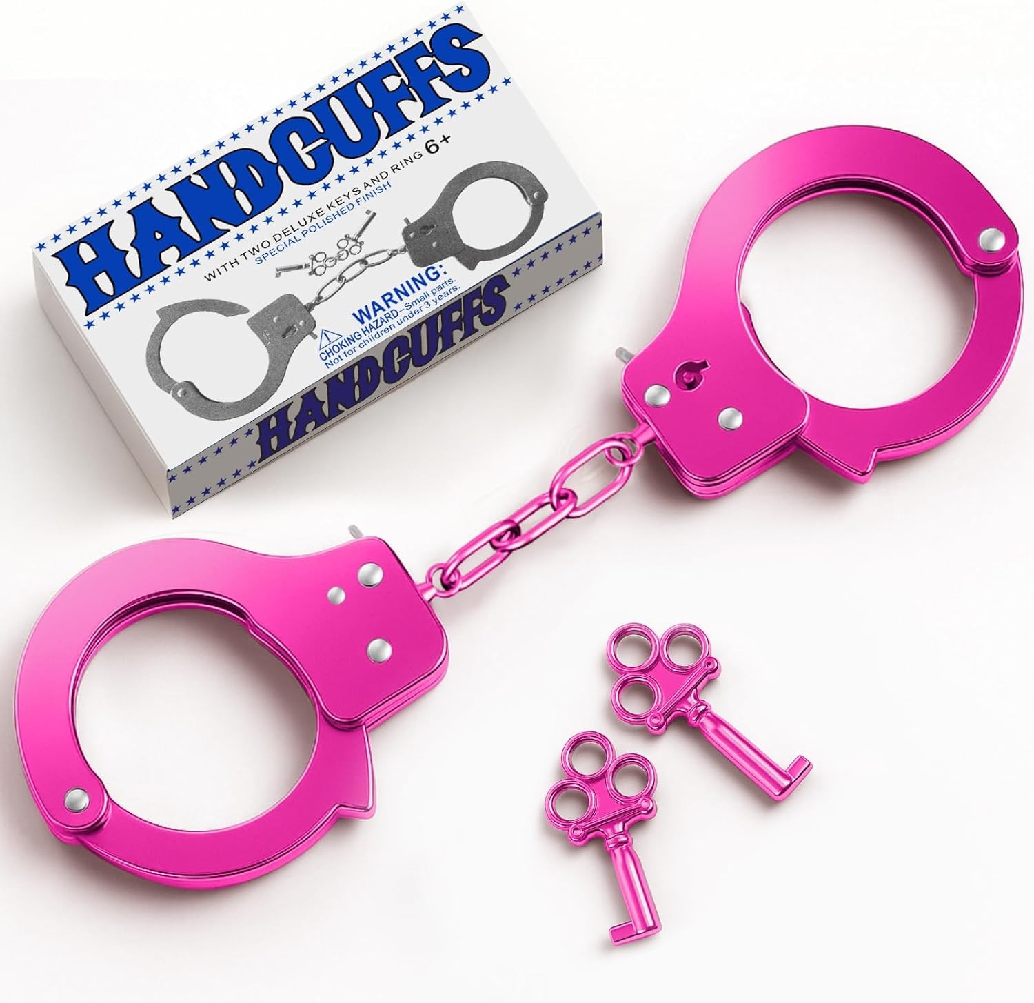 AUYYOSK Toy Metal Handcuffs with Key,Safety Party Supplies Accessory Pretend Pla