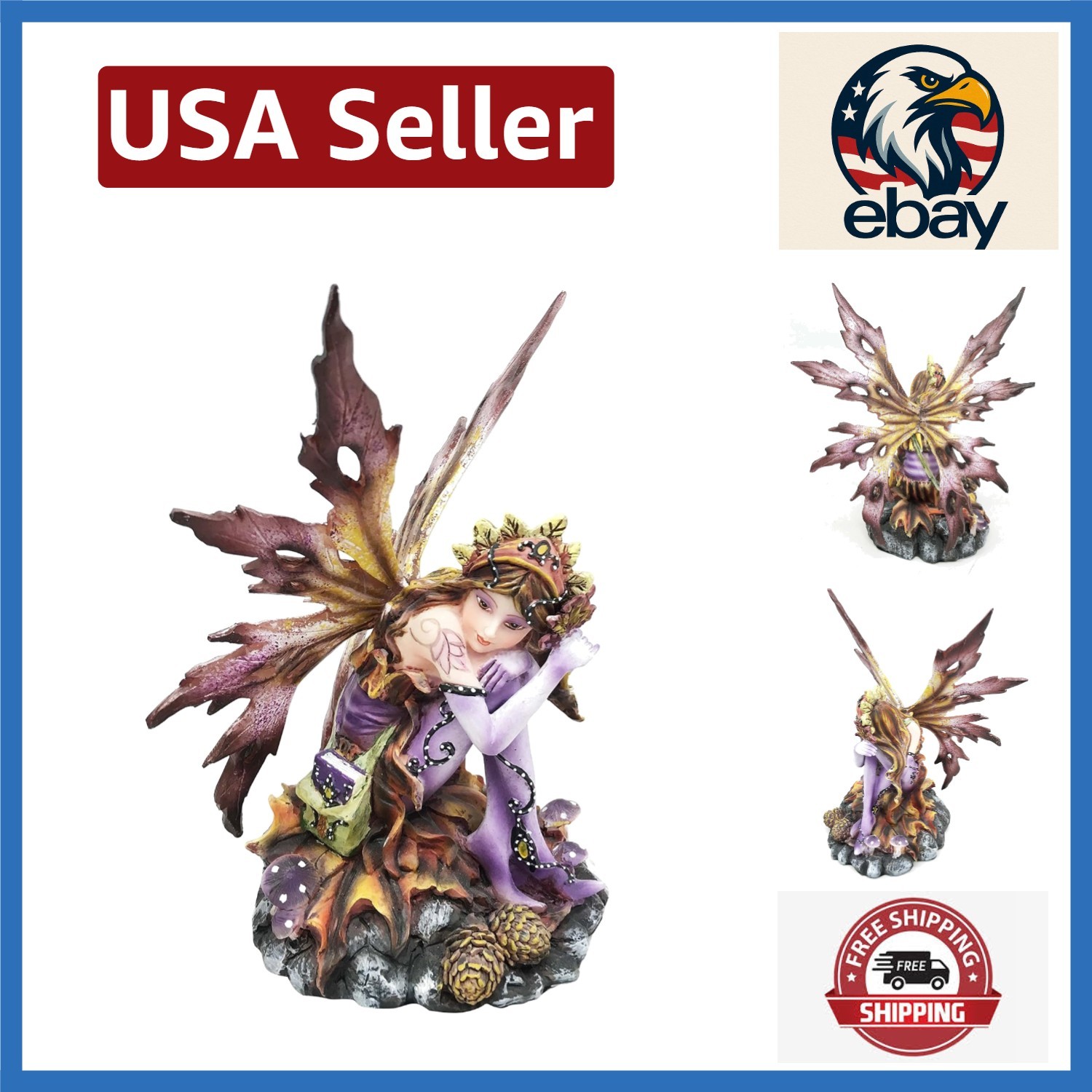 Charming Purple Fairy Figurine Decoration - 4.5x5x6 Inches, Glossy Finish