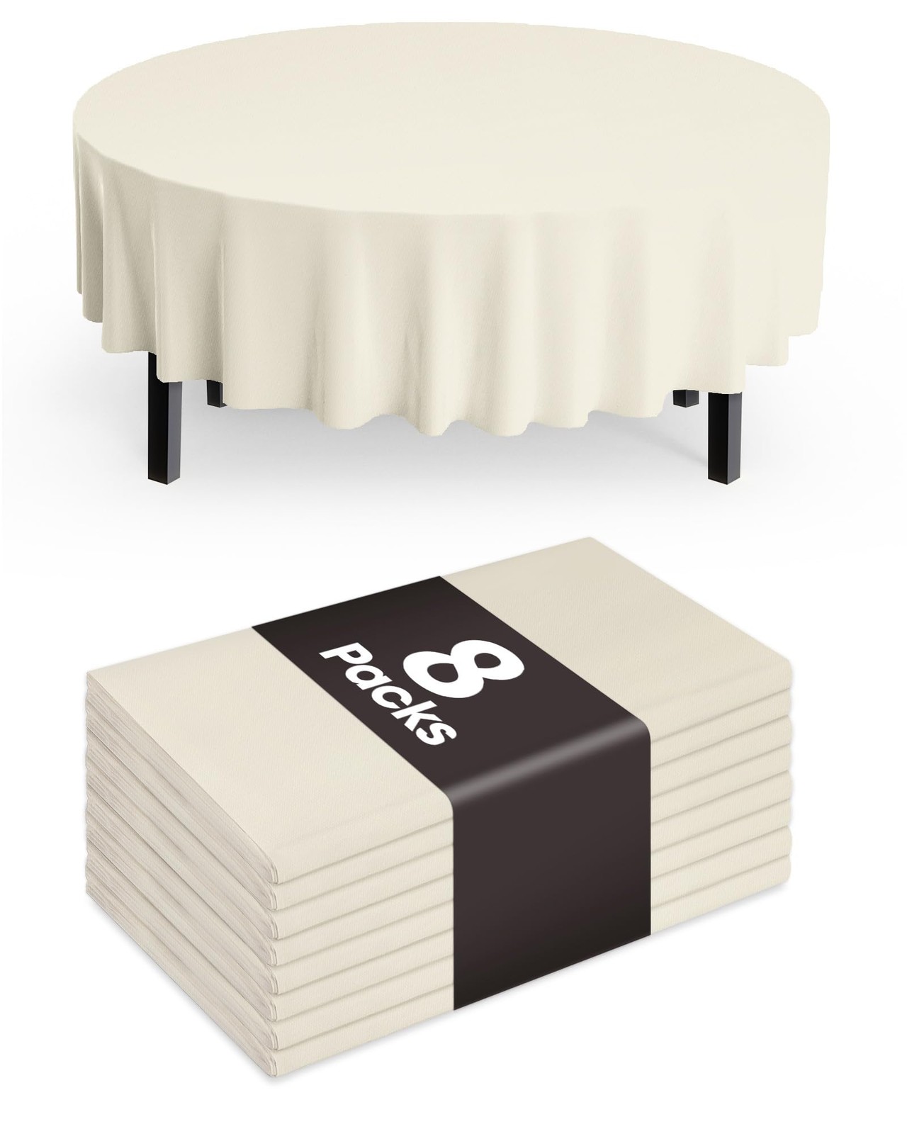 84 Round Disposable Table Cloths 8 Pack Beige Plastic Cover Pureegg Party Fall